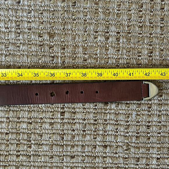 Vintage 70s Leather Belt Solid Brass Buckle main image 6